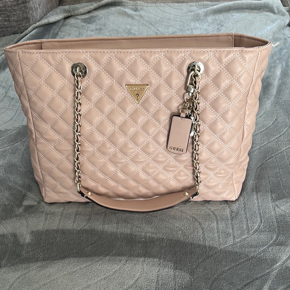 Guess Blush Quilted Tote Bag